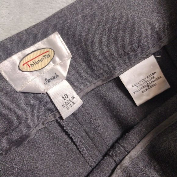 Trousers Dress Pants Stretch Wide Careers Grey Side Zipper Size 10 Talbots - Picture 6 of 11
